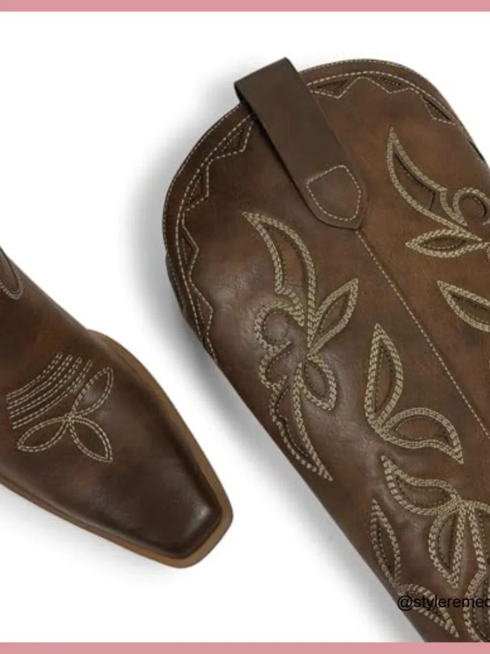 Knee High Western Boots with Chunky Heel, Faux Leather, Pull On Tab - Picture 5 of 7
